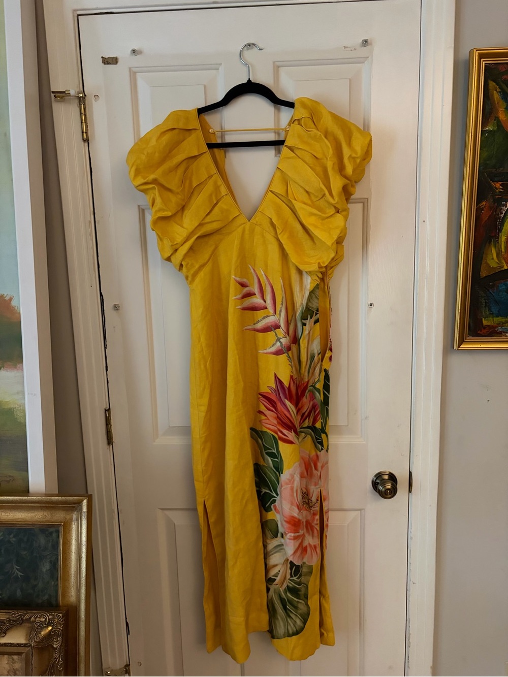 FARM Rio Yellow Floral Linen Maxi Dress - Picture 2 of 7